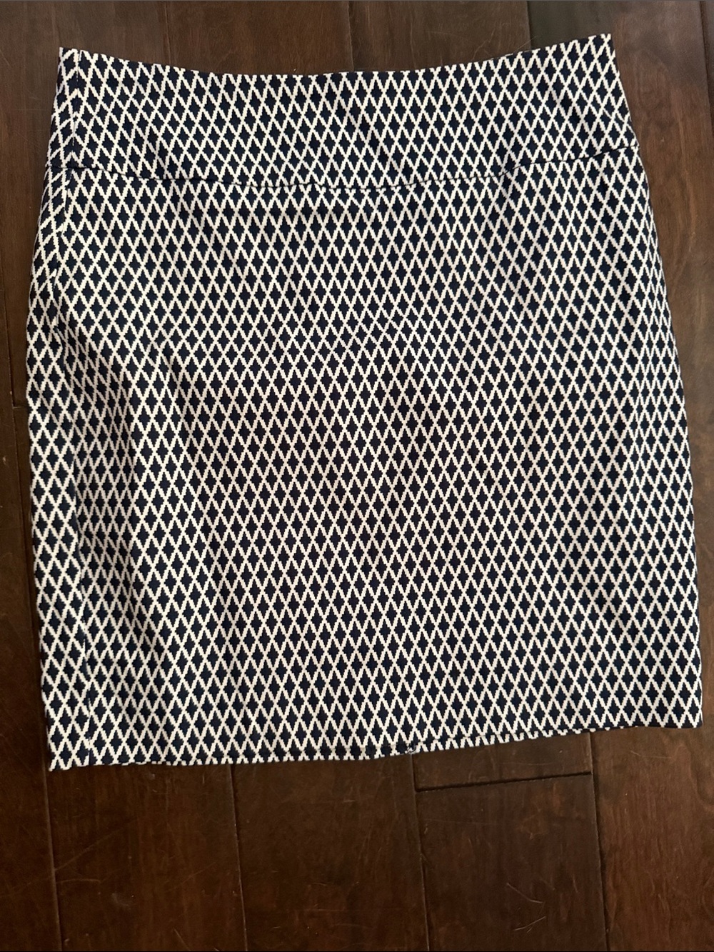 Navy and White Geometric Pencil Skirt